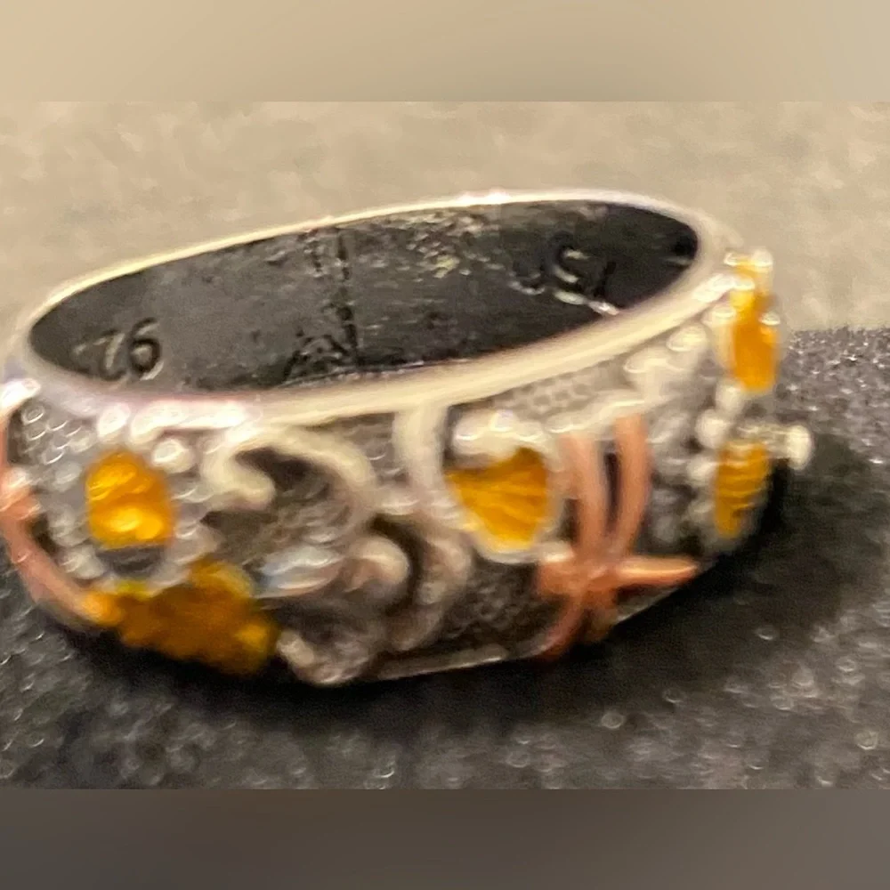 Vintage Retro Carved Colorful Ring-Size 7